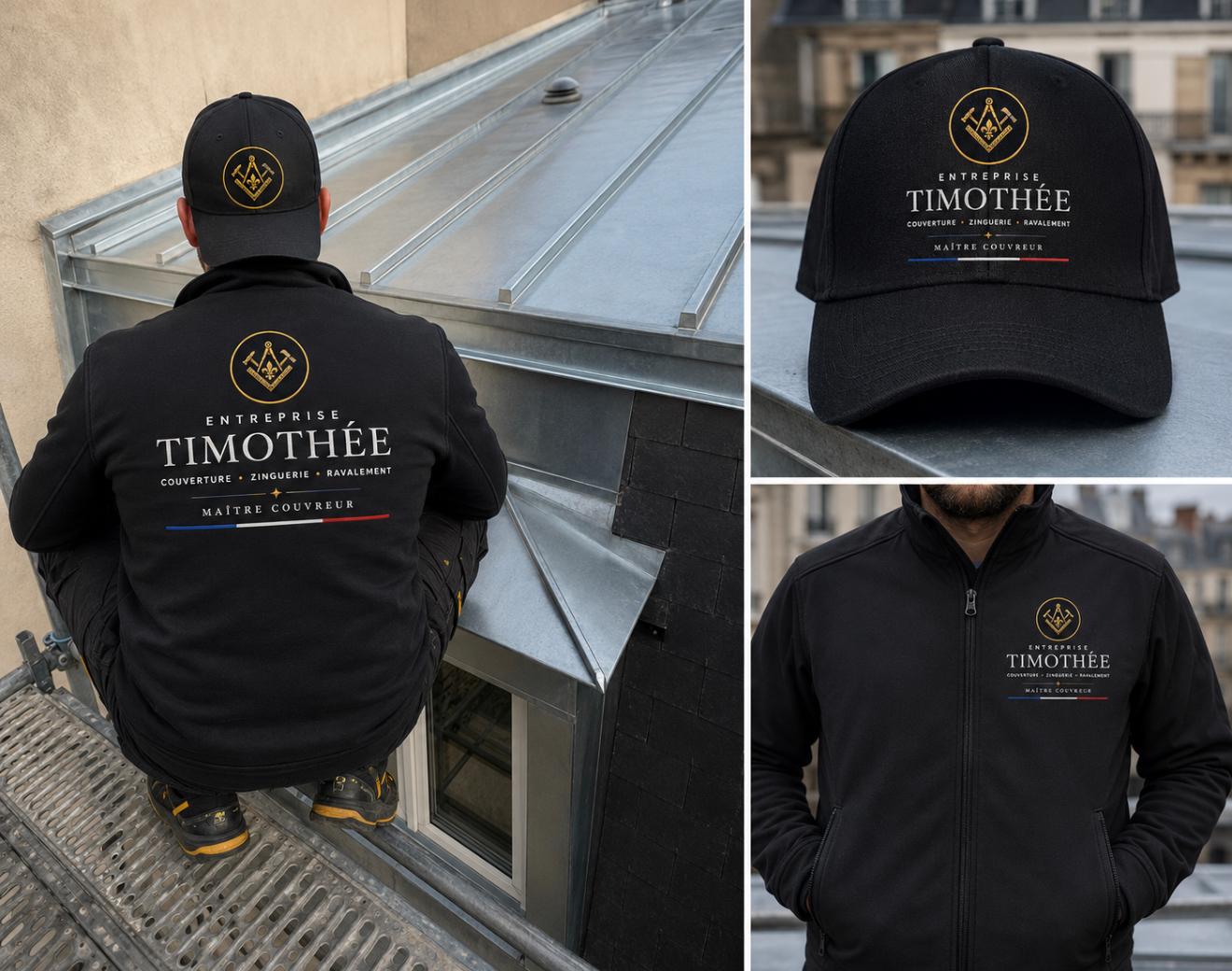 Équipe Entreprise Timothée en tenue Maître Couvreur